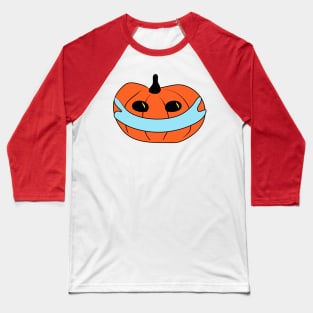 Pumpkin quarantine wearing a Mask. Comic concept. Symbolism. Covid 19. Pandemic. Halloween. Celebration. Horror Baseball T-Shirt